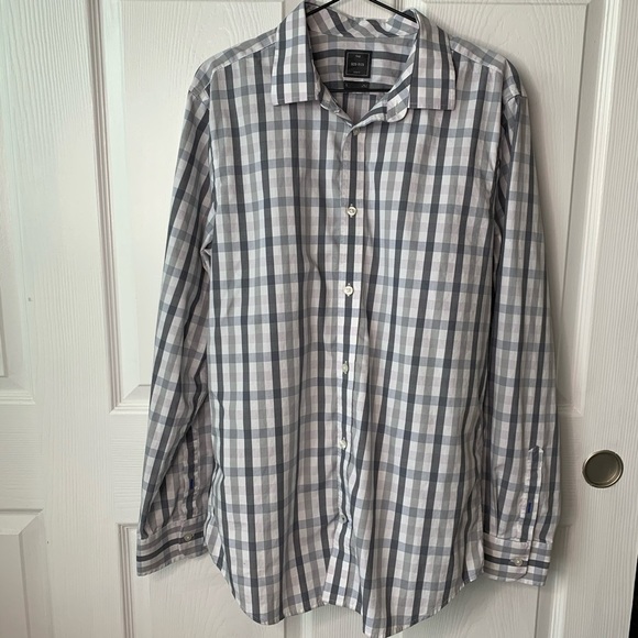Gap Non Iron Slim Fit Button Down Shirt Grey Sz L - Picture 6 of 10